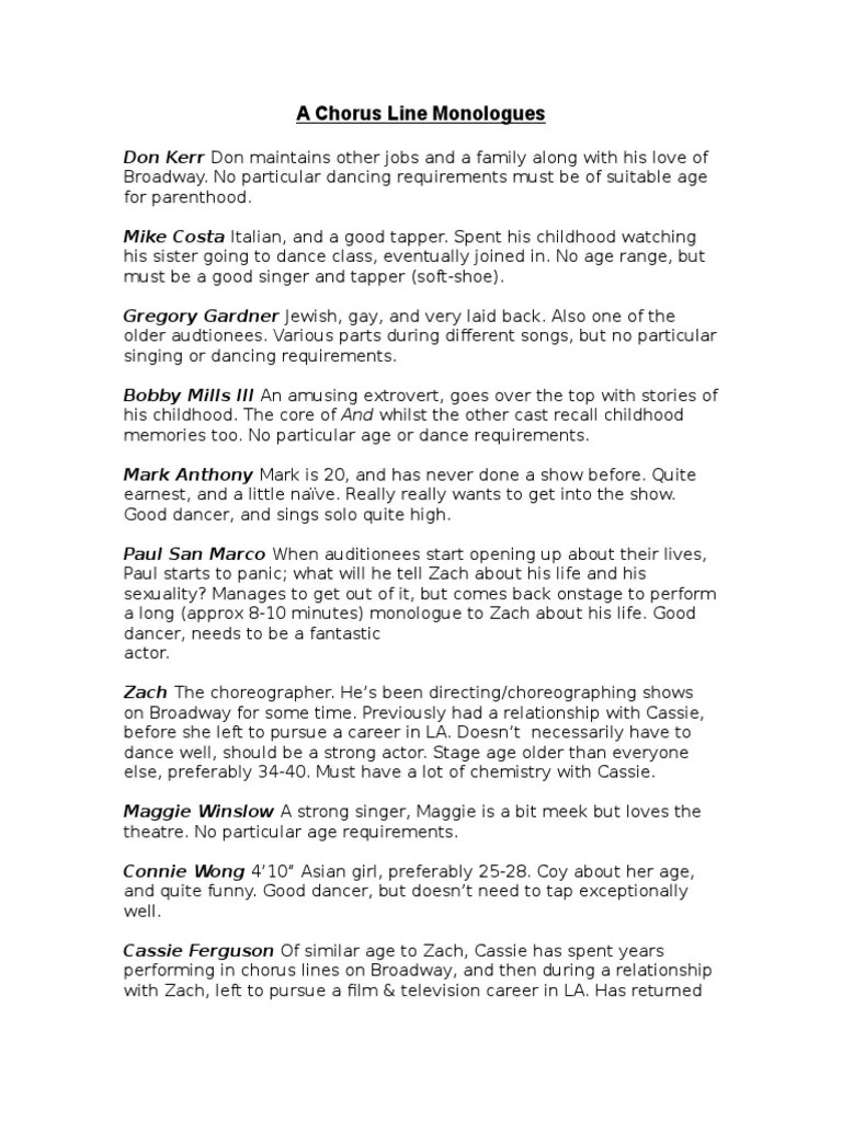 A Chorus Line Monologues