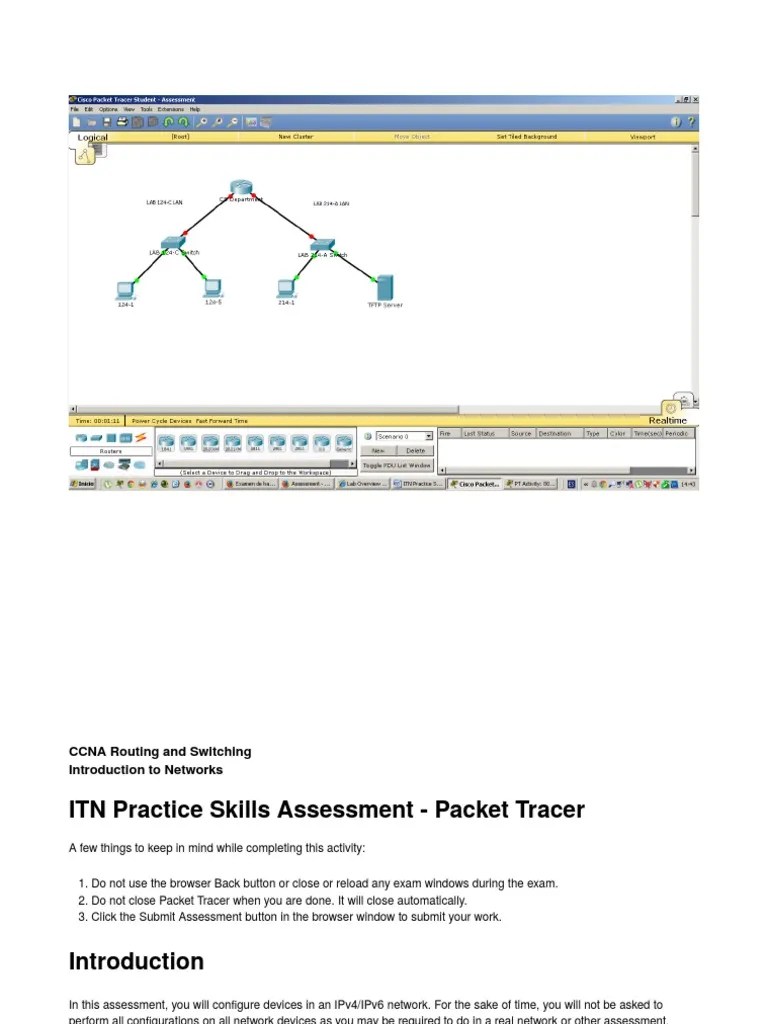 ITN Practice Skills Assessment Packet Tracer Ejercicio PDF I Pv6