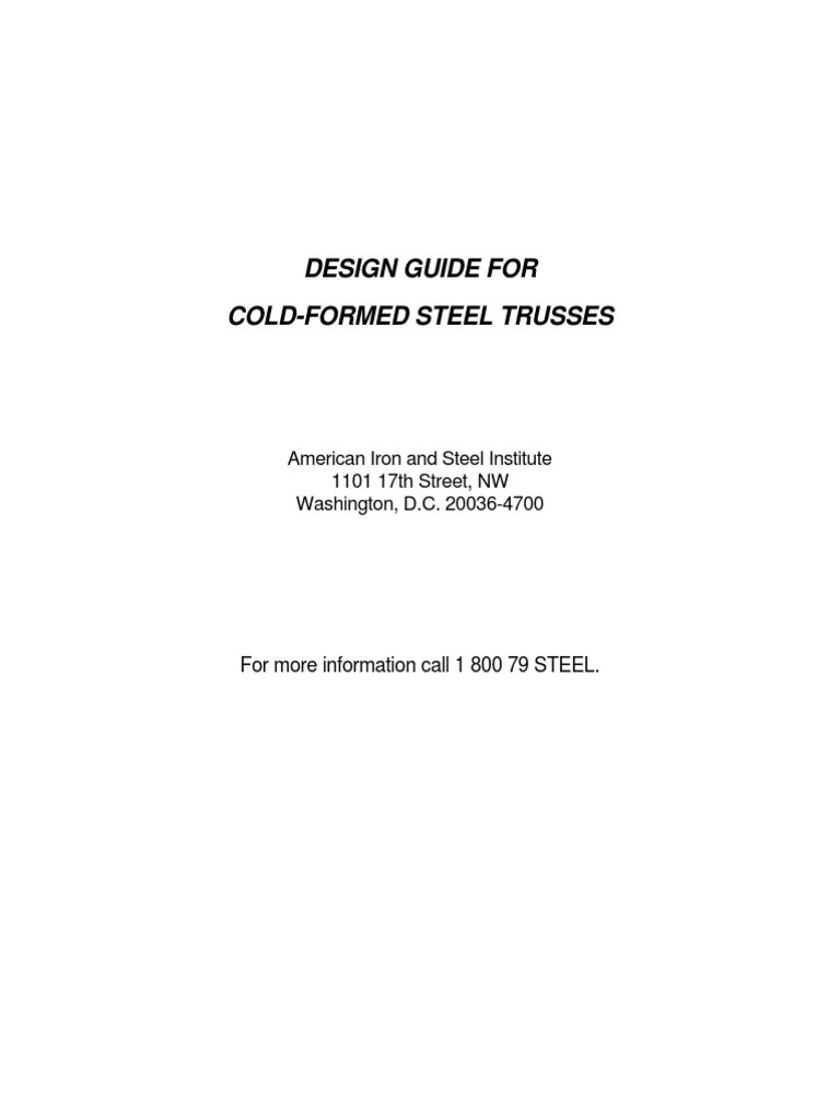 Design Guide for ColdFormed Steel Trusses Truss Structural Load