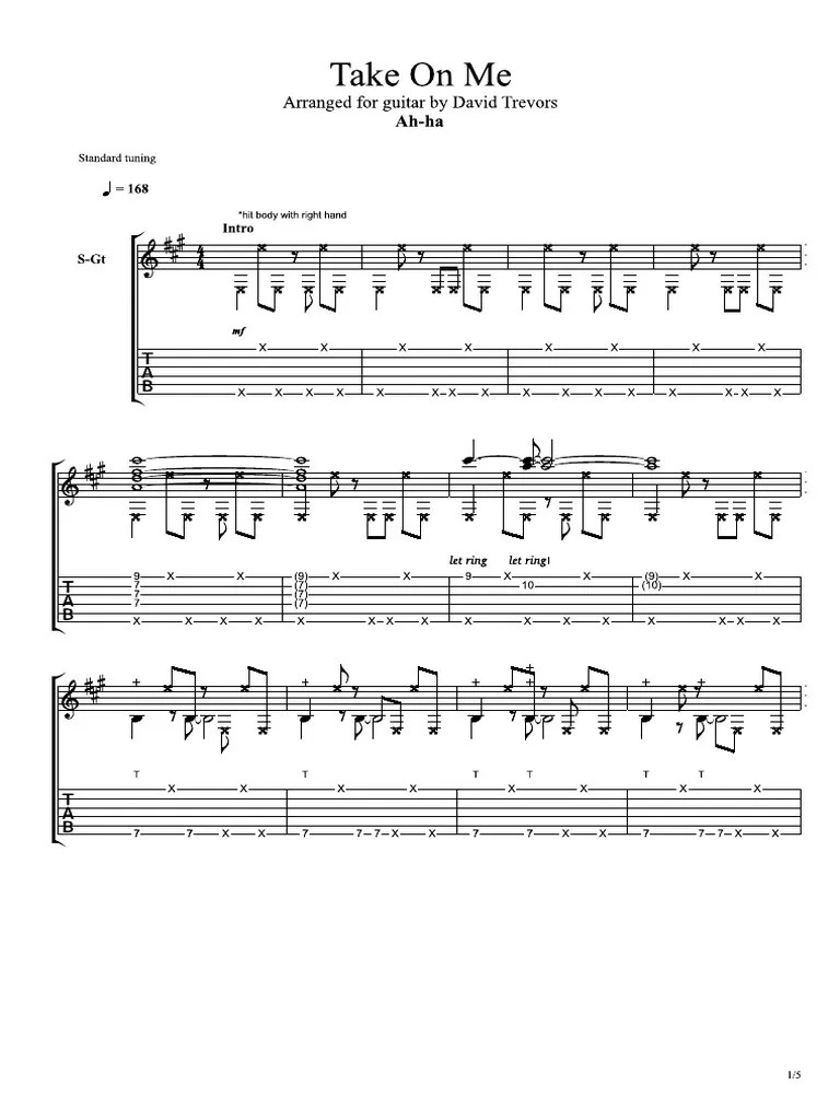 Take On Me Guitar Tab PDF