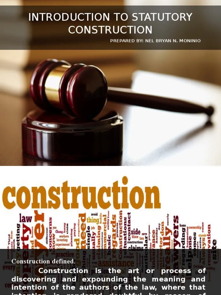 Introduction To Statutory Construction PDF Statutory Interpretation