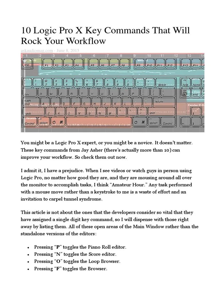 10 Logic Pro X Key Commands That Will Rock Your Workflow PDF