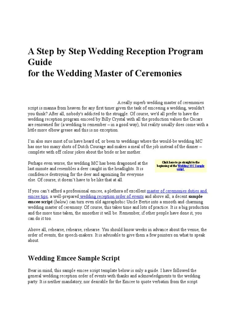 Master Of Ceremony Wedding Script Template The Best Master of Ceremony Text