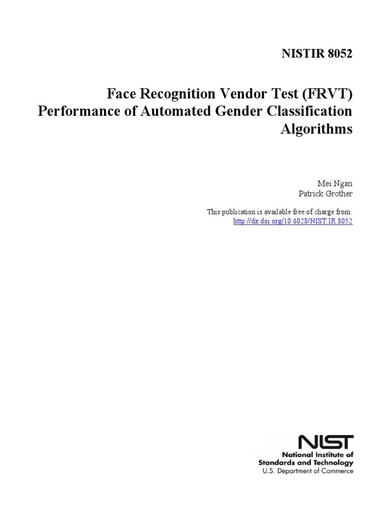 NIST Face Recognition Vendor Test Performance of Automated Gender