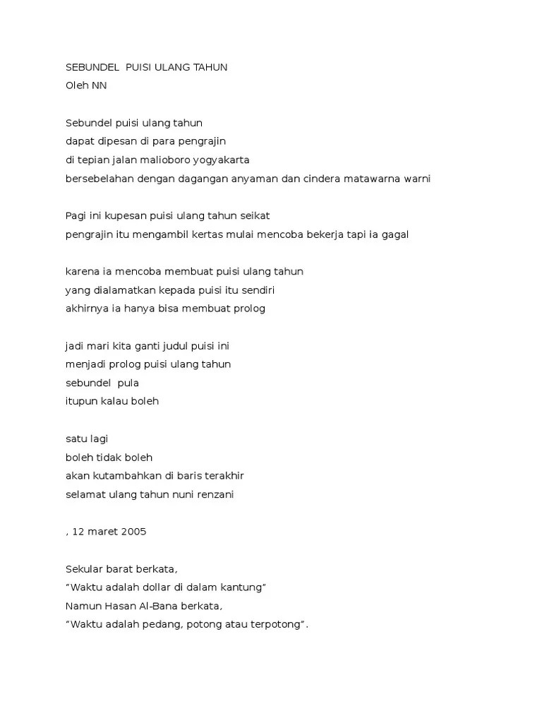 Seikat Puisi Ulang Tahun | PDF