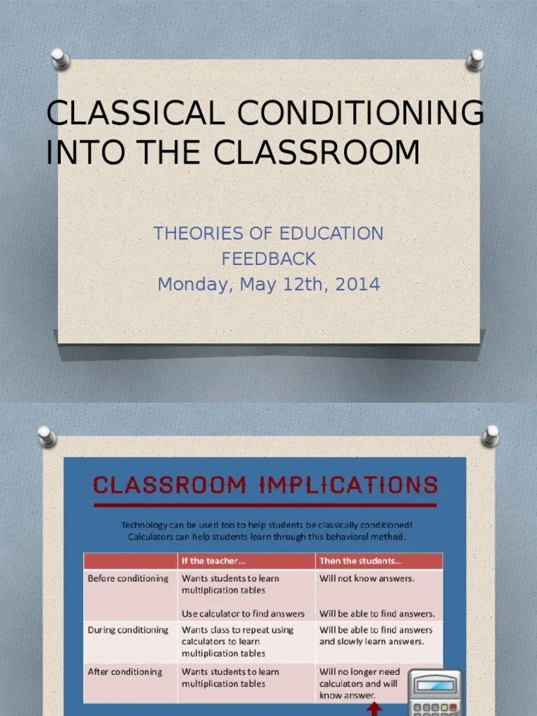 Classical Conditioning Into The Classroom1 PDF Classical Conditioning Neuropsychology
