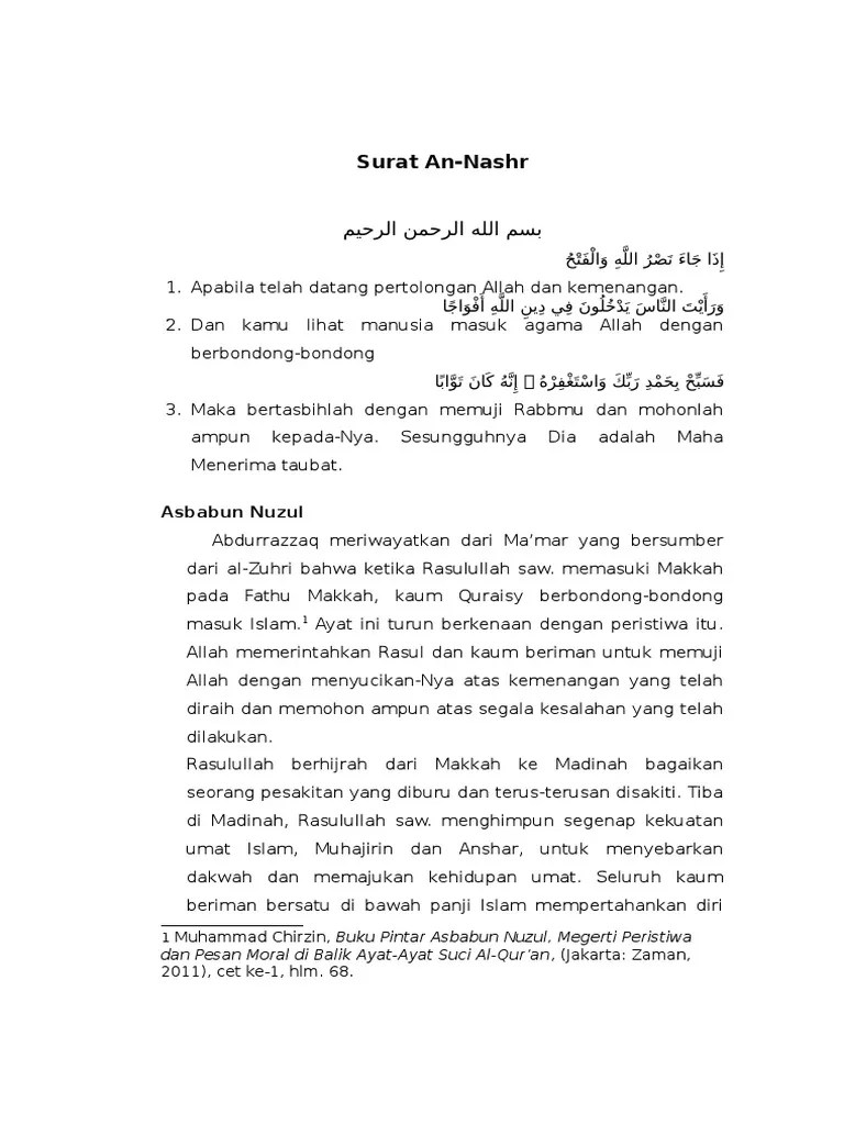 Surah An Nashr Menceritakan Tentang Peristiwa Fathul
