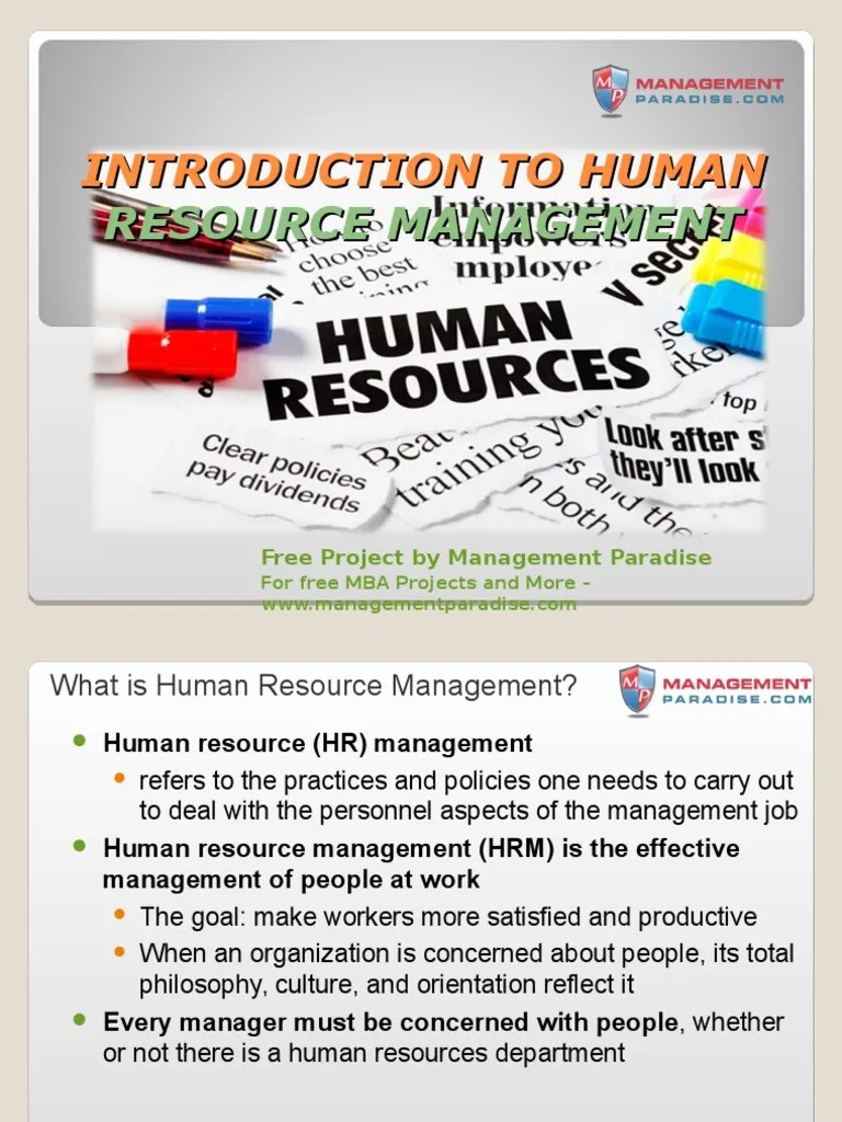 PPT on Introduction to Human Resource Management Human Resource