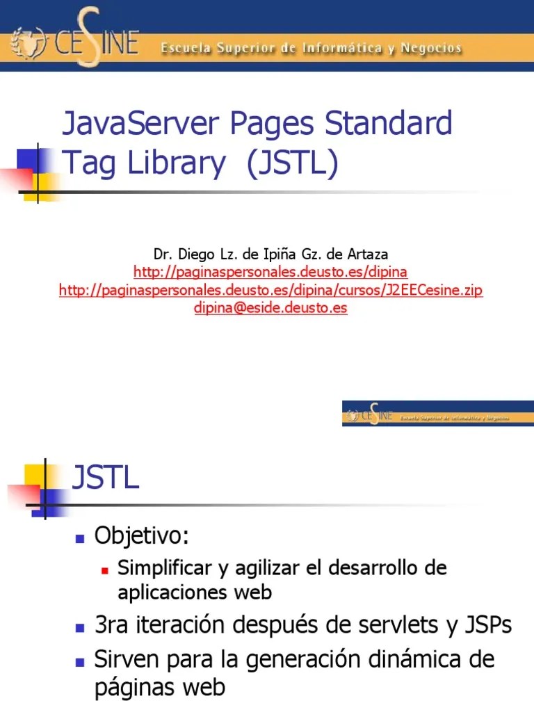 JavaServer Pages Standard Tag Library (JSTL) Páginas del servidor