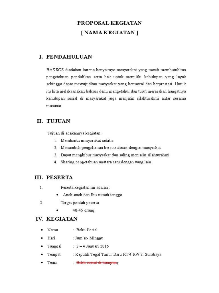 Contoh Proposal Bakti Sosial Di Lingkungan Masyarakat – Lakaran