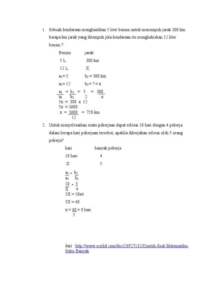 Contoh Soal Matematika Suku Banyak