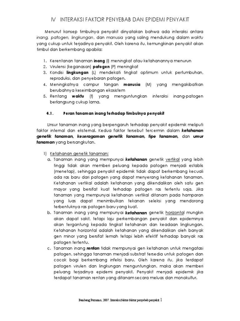 Interaksi Faktor Penyebab Dan Epidemi Penyakit | PDF