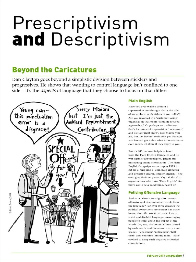 Prescriptivism and Descriptivism Linguistics Communication