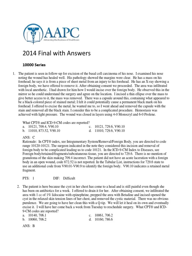 2014 CPC Final Practice Exam / AAPC Heart Valve Surgery