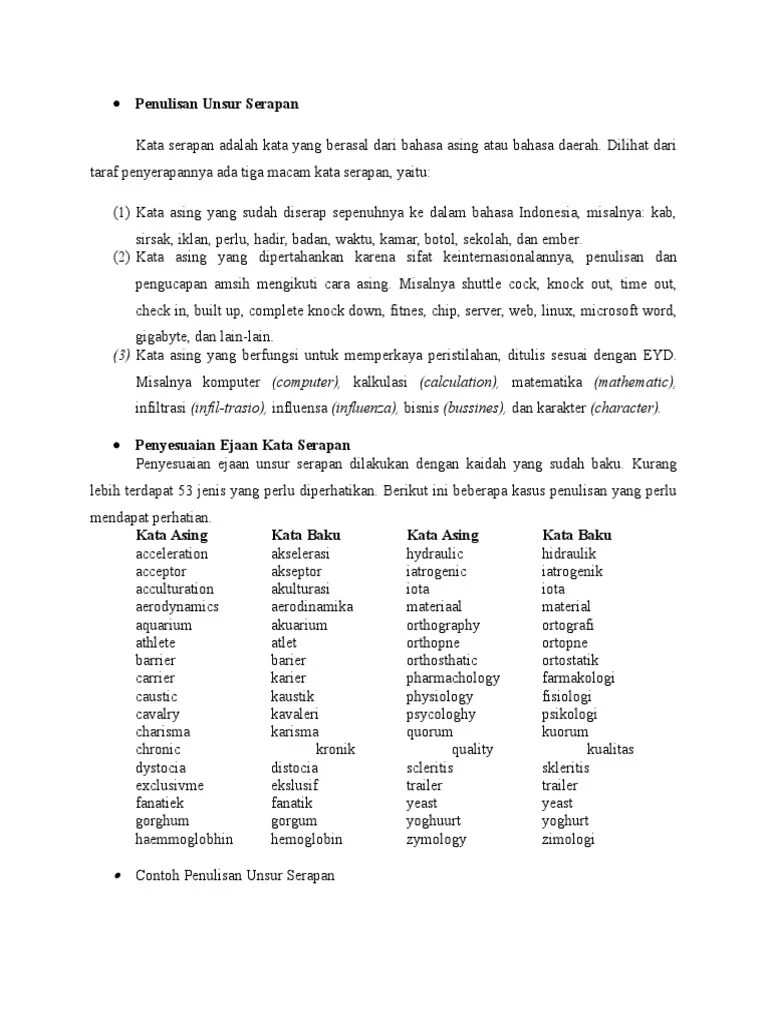 Penulisan Unsur Serapan | PDF