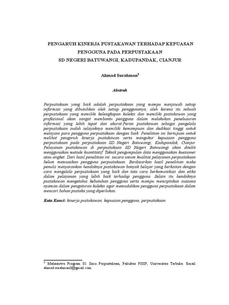 Karya ilmiah s1 perpustakaan utdoc karya ilmiah ini akan mengkaji pengaruh kinerja pustakawan terhadap. 14 Contoh Karya Tulis Ilmiah Universitas Terbuka