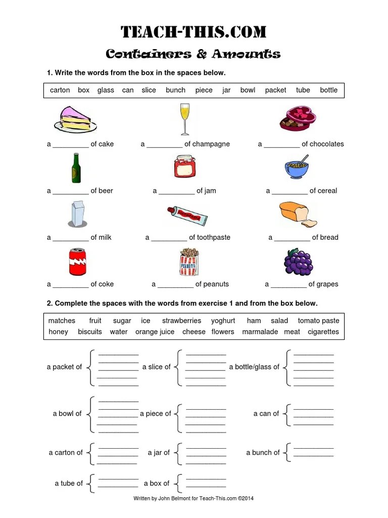 Containers and Amounts