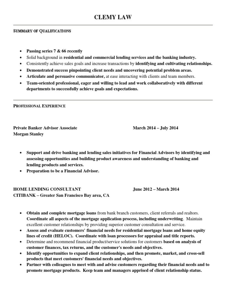 As you can see in our sample resume for financial advisor, the candidate melissa presents a nice balance of her skills and qualifications. Wealth Financial Advisor Associate in San Francisco Bay CA ...