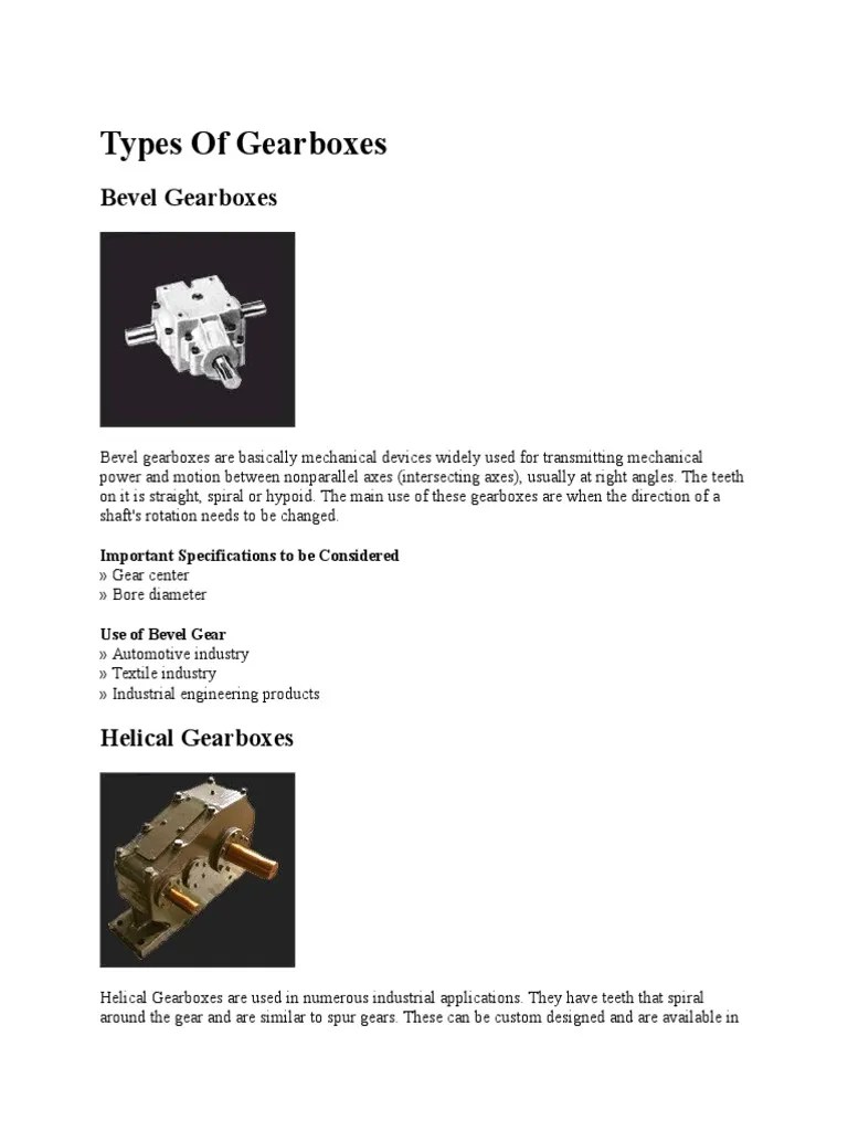 Types of Gearboxes Transmission (Mechanics) Gear