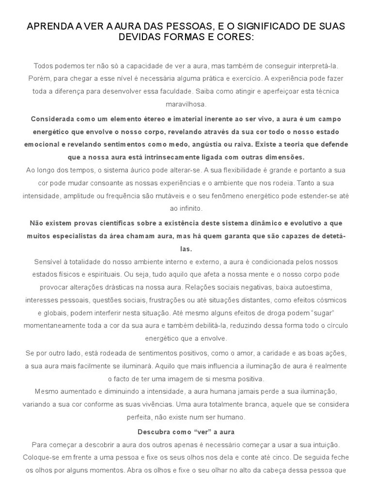 Aprenda A Ver A Aura Das Pessoas PDF Aura (Paranormal) Vermelho
