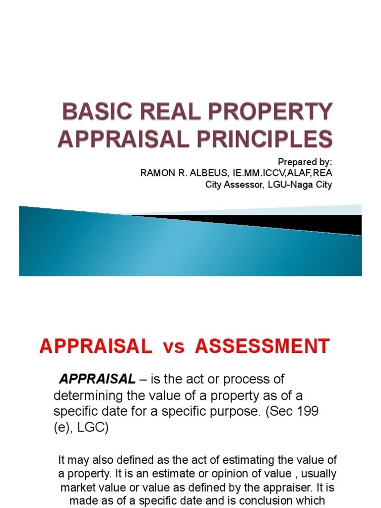 Real Property Appraisal Principles PDF Real Estate Appraisal