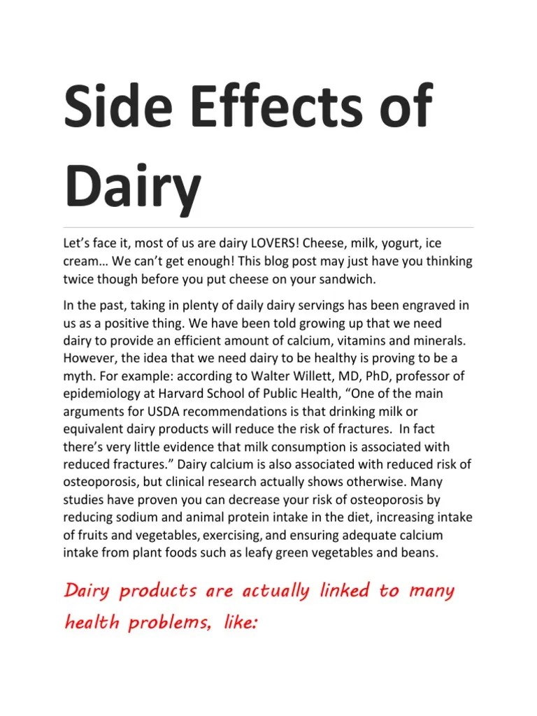 side effects of dairy Milk Dairy