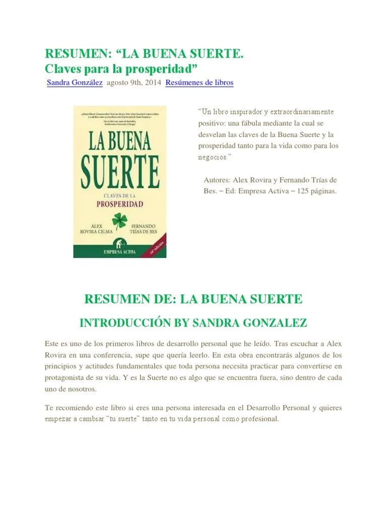 La buena suerte Resumen.pdf Esmerejón Los bosques Prueba