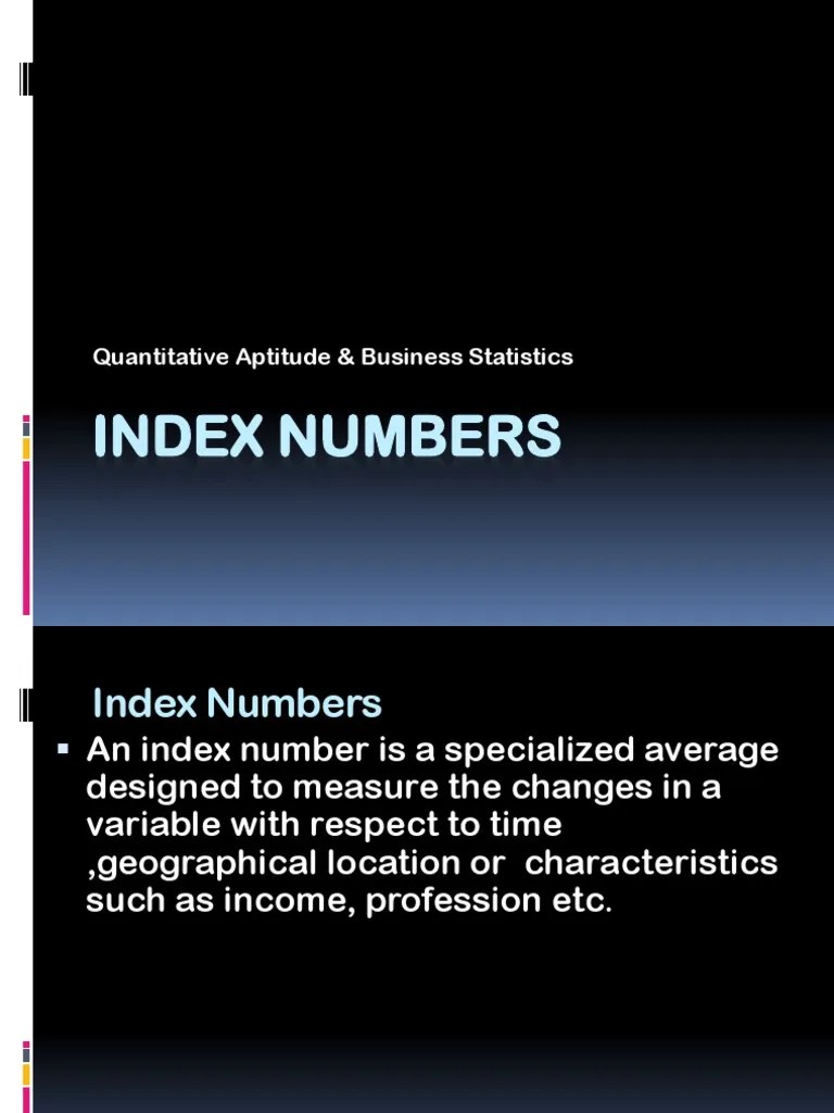 Index Numbers PDF Price Indices Index (Economics)