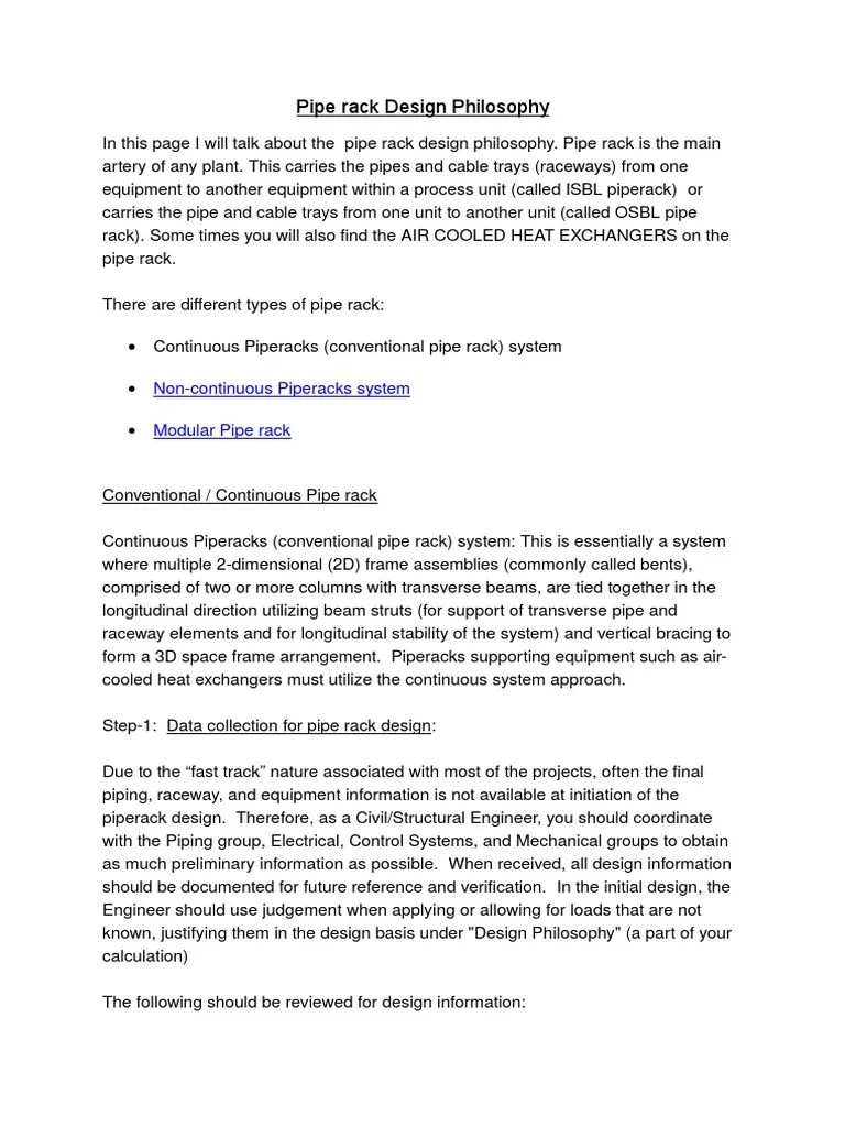 A Comprehensive Guide to Pipe Rack Design Philosophy and Methodology PDF Beam (Structure