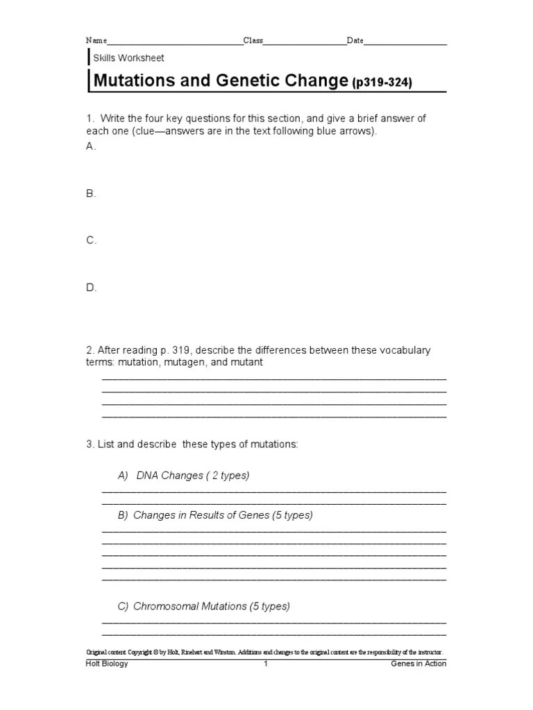 Gene And Chromosome Mutation Worksheet – Ame.my.id