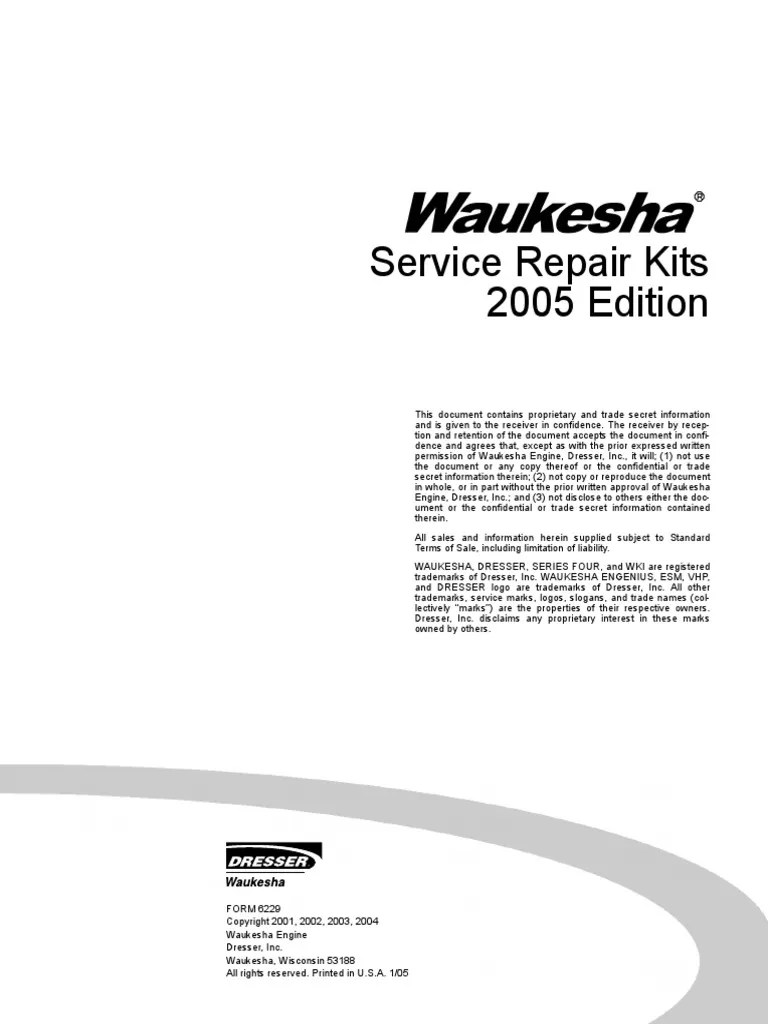 Waukesha Service Repair Kits 2005 PDF Ignition System Turbocharger