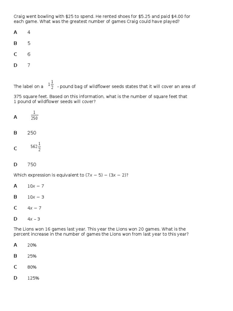 7th grade math assessment Payroll Economies