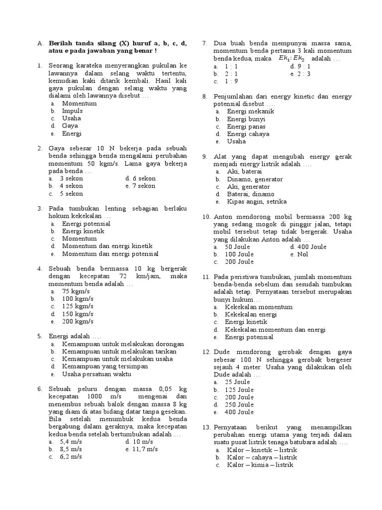 Soal Uas Fisika X Semester Genap Pdf