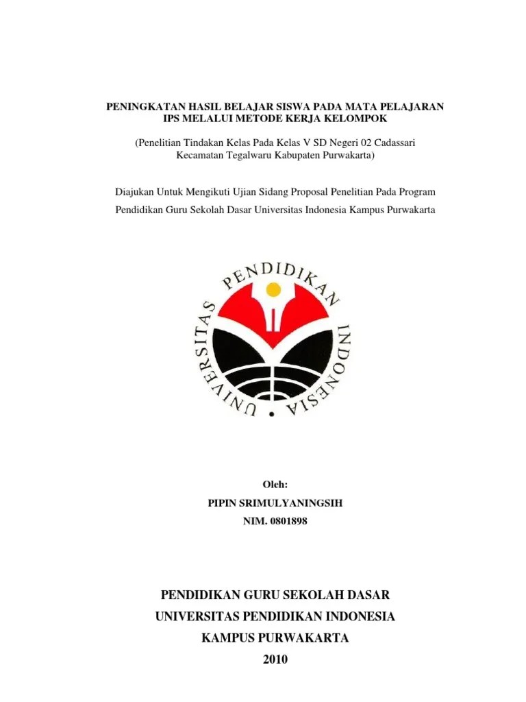 Contoh Proposal Penelitian Tindakan Kelas Sekolah Dasar