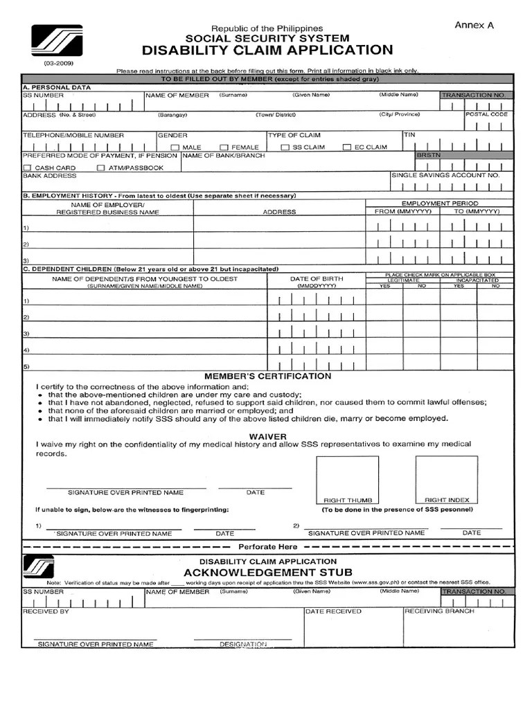 SSSForm Disability Claim