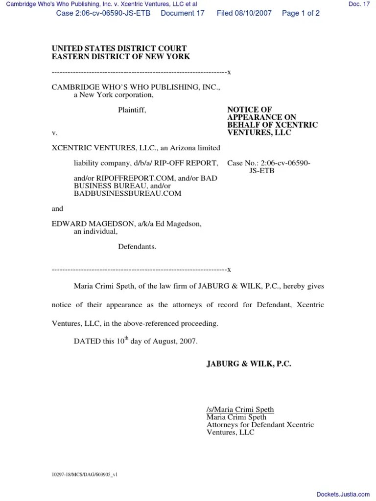 United States District Court Eastern District Of New York 1029718/MCS