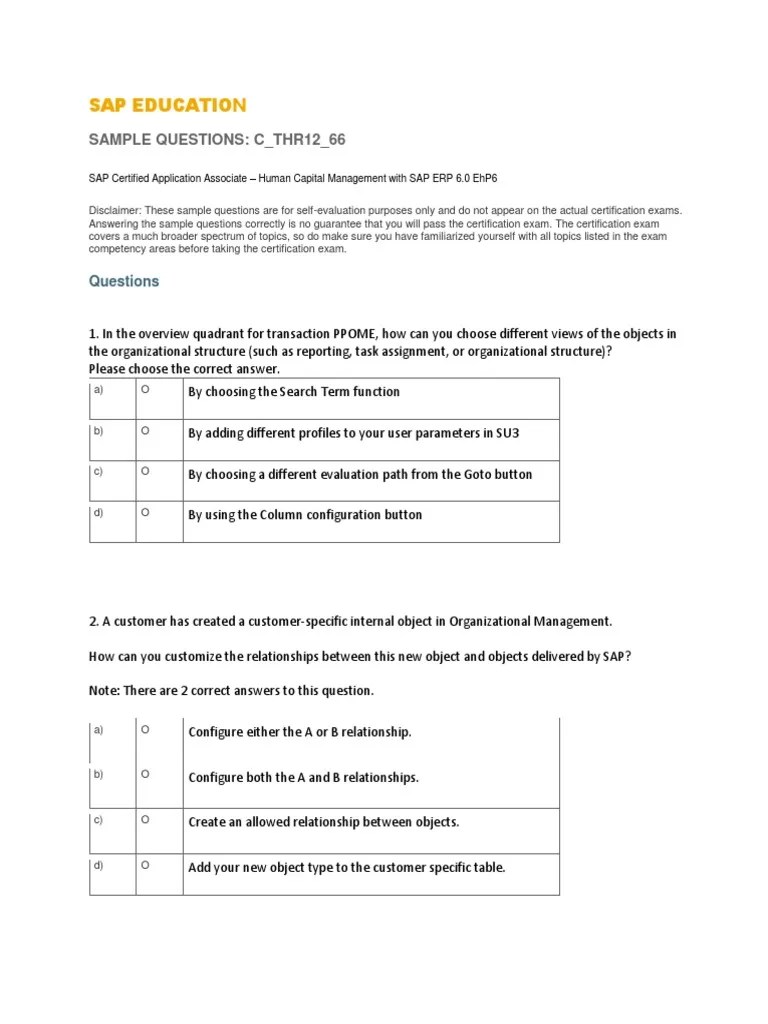 Sample Questions C THR12 66 Payroll Employment