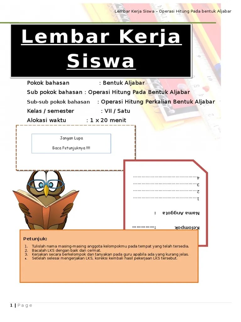 Operasi Hitung Bentuk Aljabar Smp Kelas 7 Ppt Seputar Bentuk