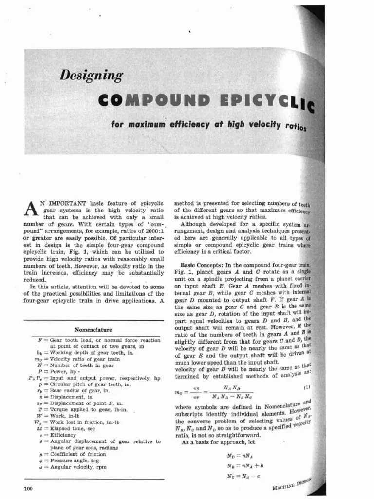 Compound Epicyclic Gear Trains PDF Gear Euclidean Geometry