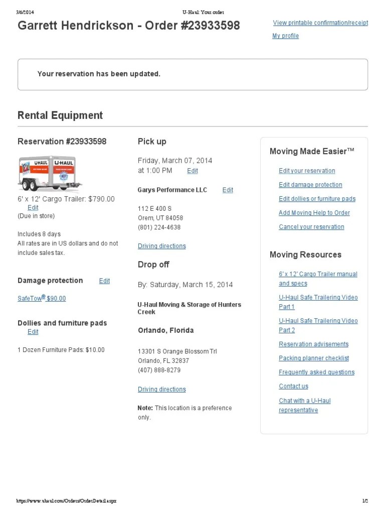 uhaul receipt pdf fill online printable fillable blank pdffiller what