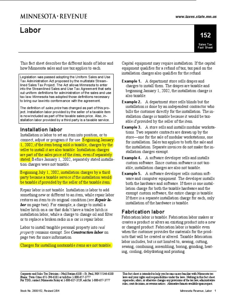 Minnesota Sales Tax Fact Sheet No 152, 02012004 PDF Use Tax
