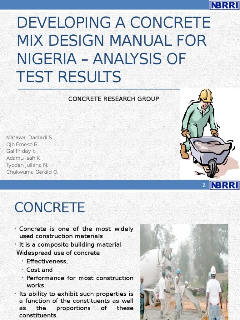 Developing a Concrete Mix Design Manual for Nigeria Construction