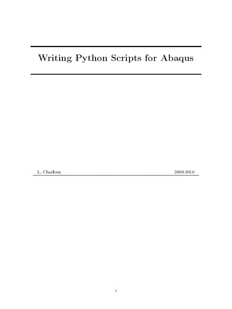 Abaqus Scripting Python (Programming Language