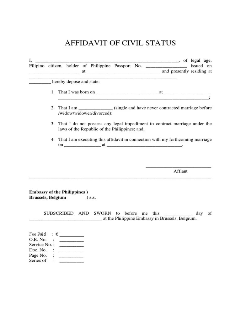 Affidavit of Civil Status