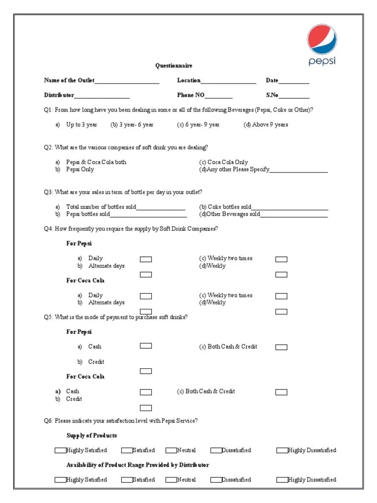 Questionnaire Coca Cola (17 views)