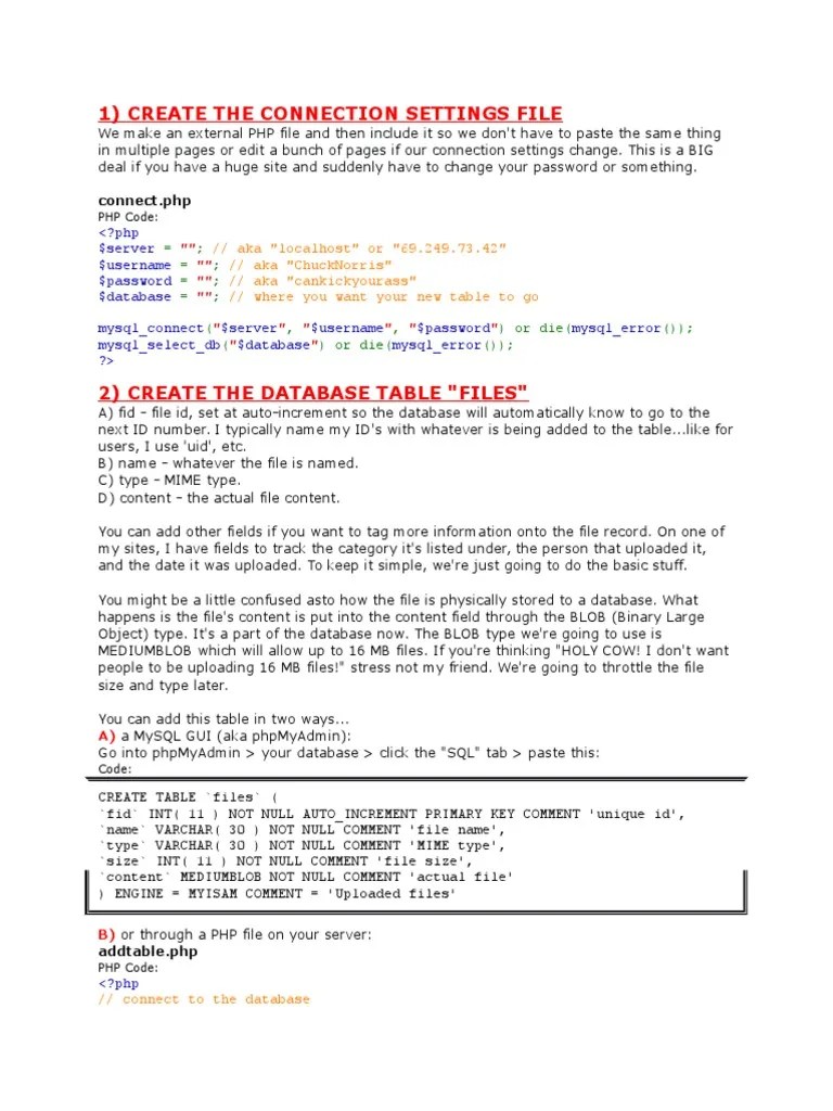 Create Connection PHP Code PDF Php Databases