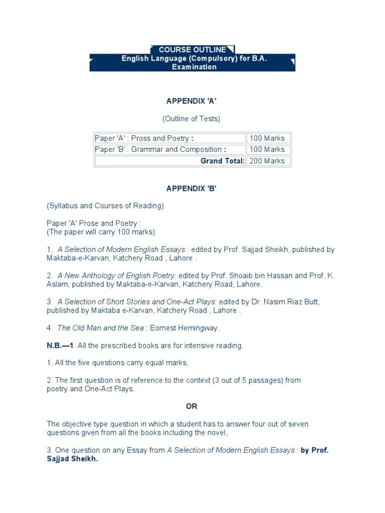 b.a Course Outline Master Of Science Bachelor�s Degree