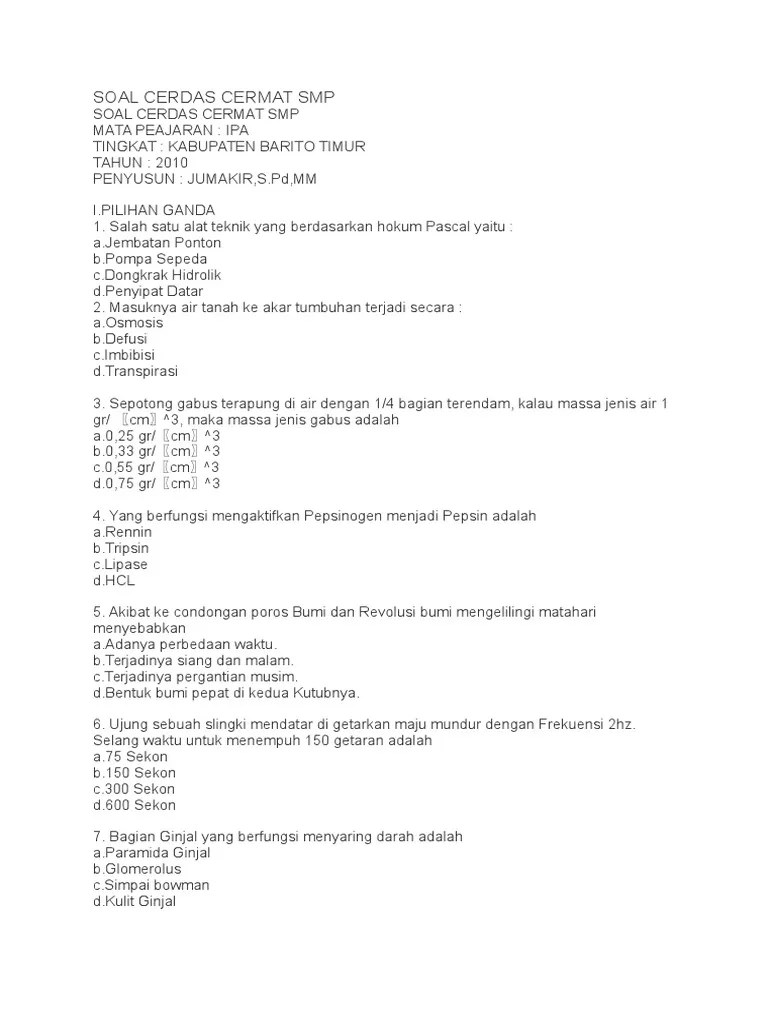 Soal Ips Cerdas Cermat Sd