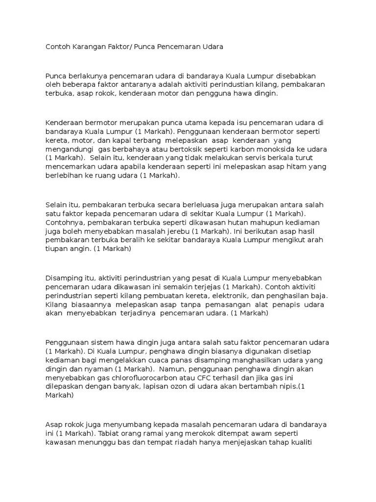 Kepentingan menjaga kebersihan alam sekitar. Punca Pencemaran Alam Sekitar Karangan Spm