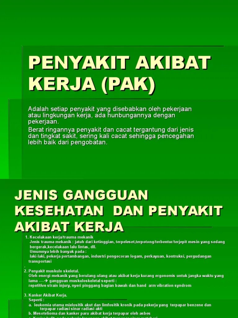 Penyakit Akibat Kerja (Pak)